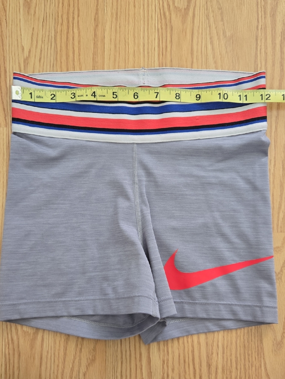 Nike Gray Shorts with the Swoosh and Striped Waistband - Picture 3 of 5